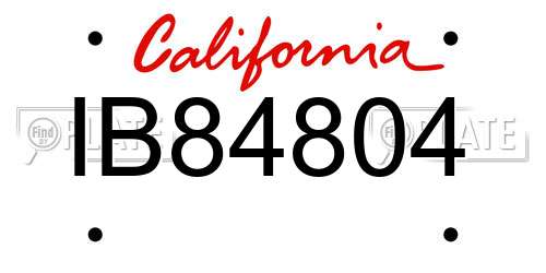 IB84804 California License Plate