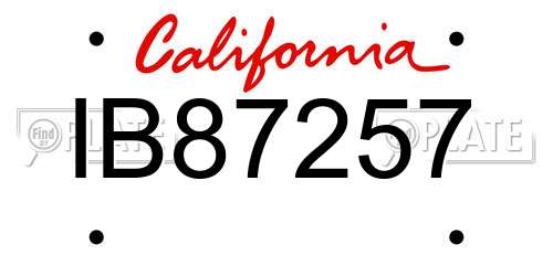 IB87257 California License Plate