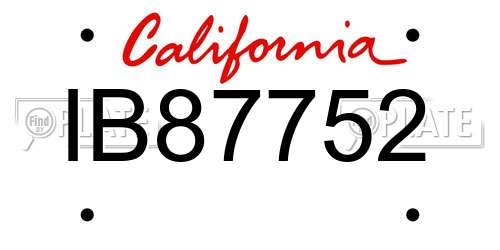 IB87752 California License Plate