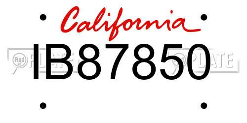 IB87850 California License Plate