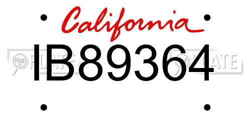 IB89364 California License Plate