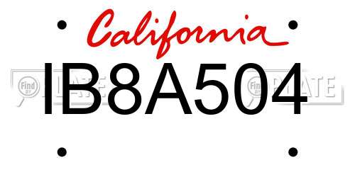 IB8A504 California License Plate