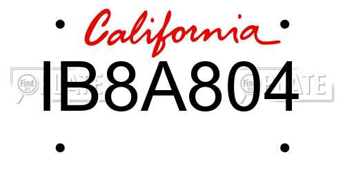 IB8A804 California License Plate