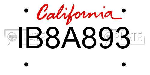 IB8A893 California License Plate