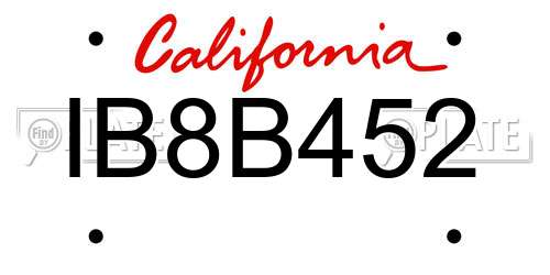 IB8B452 California License Plate