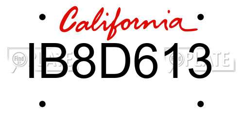 IB8D613 California License Plate
