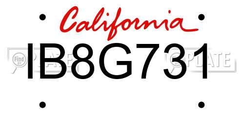 IB8G731 California License Plate