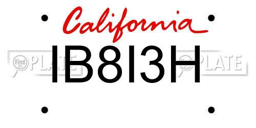 IB8I3H California License Plate