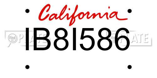 IB8I586 California License Plate
