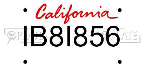 IB8I856 California License Plate