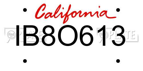 IB8O613 California License Plate
