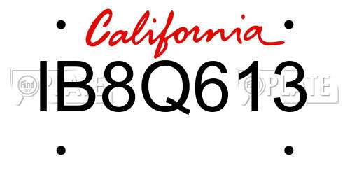 IB8Q613 California License Plate