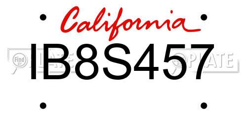 IB8S457 California License Plate