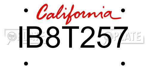 IB8T257 California License Plate