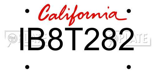 IB8T282 California License Plate