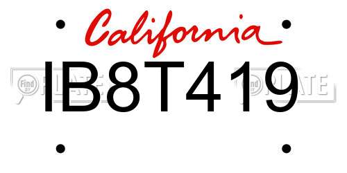 IB8T419 California License Plate