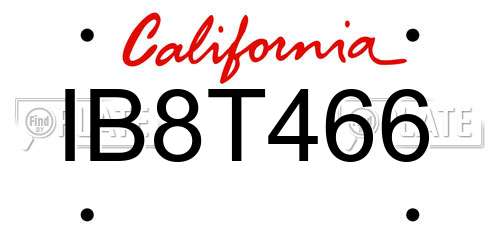 IB8T466 California License Plate