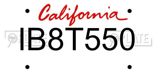 IB8T550 California License Plate
