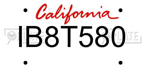 IB8T580 California License Plate