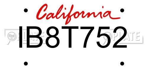 IB8T752 California License Plate