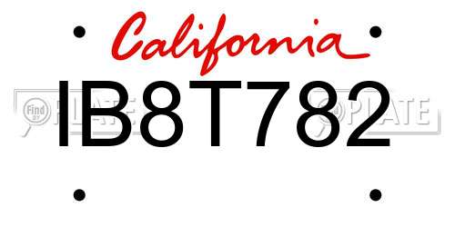IB8T782 California License Plate