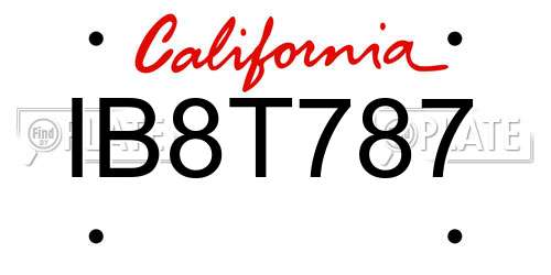 IB8T787 California License Plate