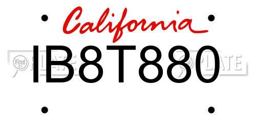 IB8T880 California License Plate