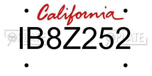 IB8Z252 California License Plate