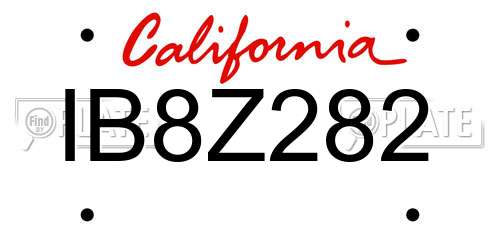 IB8Z282 California License Plate