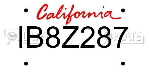 IB8Z287 California License Plate