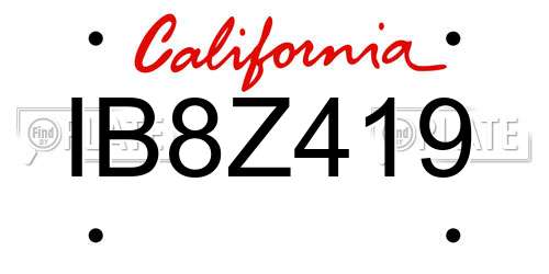 IB8Z419 California License Plate