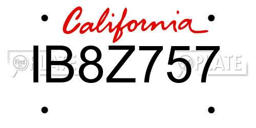 IB8Z757 California License Plate