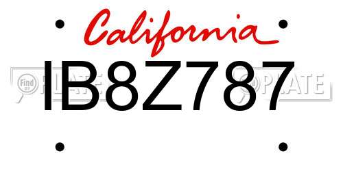 IB8Z787 California License Plate