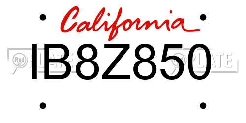 IB8Z850 California License Plate