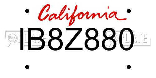 IB8Z880 California License Plate