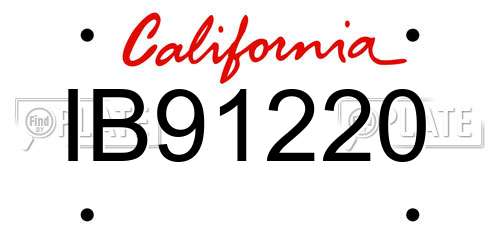 IB91220 California License Plate