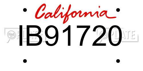 IB91720 California License Plate