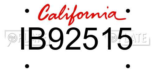 IB92515 California License Plate
