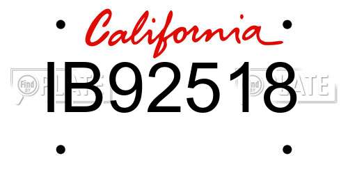 IB92518 California License Plate