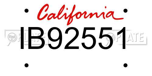 IB92551 California License Plate
