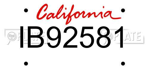 IB92581 California License Plate