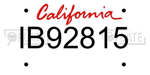 IB92815 California License Plate