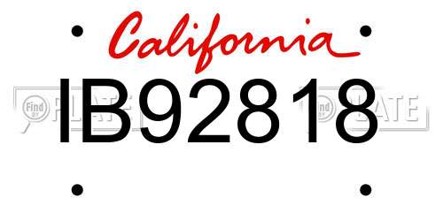 IB92818 California License Plate