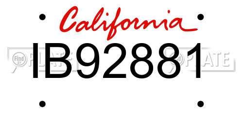 IB92881 California License Plate