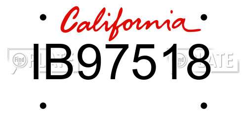 IB97518 California License Plate