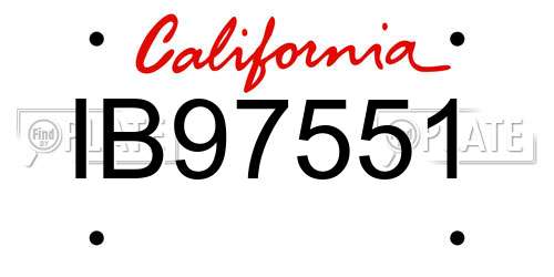 IB97551 California License Plate