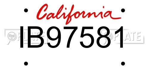IB97581 California License Plate