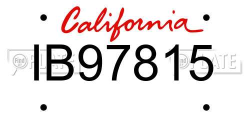 IB97815 California License Plate