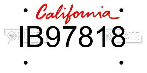 IB97818 California License Plate