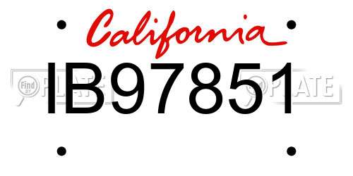 IB97851 California License Plate